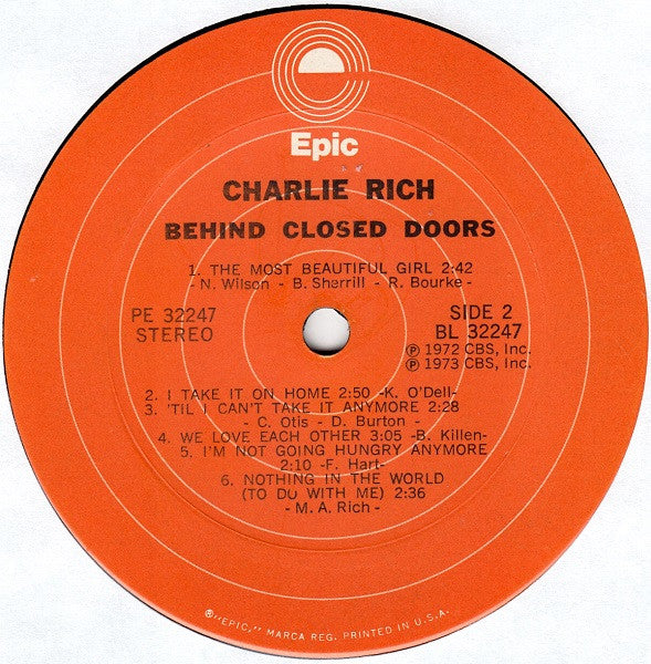 Charlie Rich : Behind Closed Doors (LP, Album, RE, Ter)