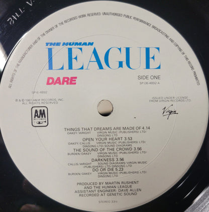 The Human League : Dare (LP, Album, Pit)