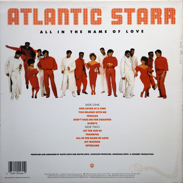 Atlantic Starr : All In The Name Of Love (LP, Album, Spe)