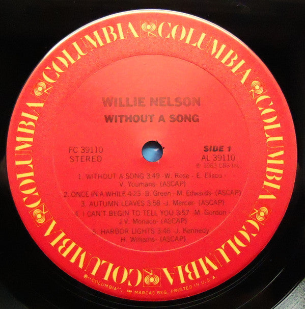 Willie Nelson : Without A Song (LP, Album, Pit)