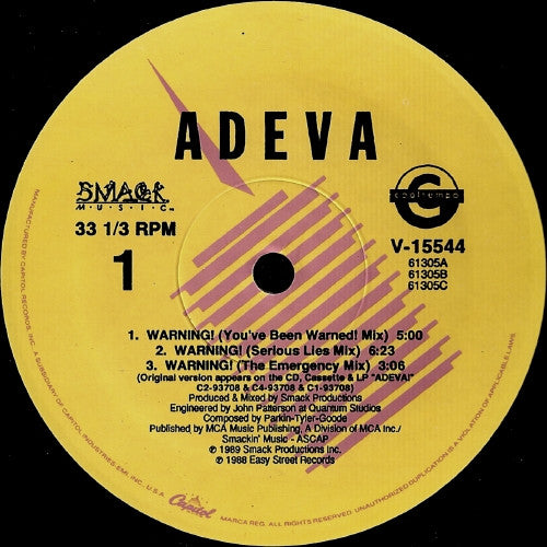 Adeva : Warning! (12", Maxi)