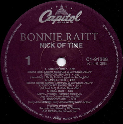 Bonnie Raitt : Nick Of Time (LP, Album, Spe)