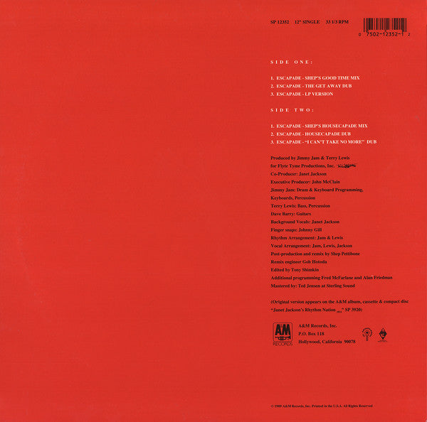 Janet Jackson : Escapade (12", Single)