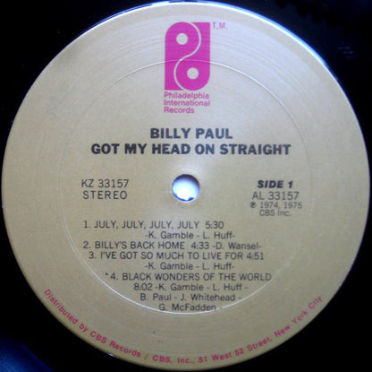 Billy Paul : Got My Head On Straight (LP, Album, San)