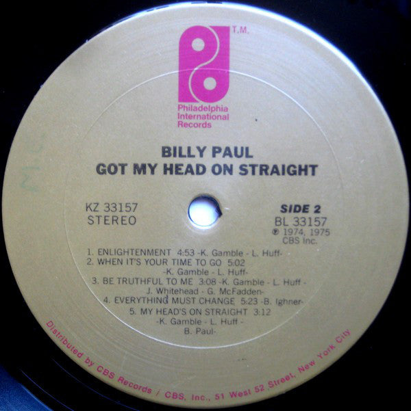 Billy Paul : Got My Head On Straight (LP, Album, San)