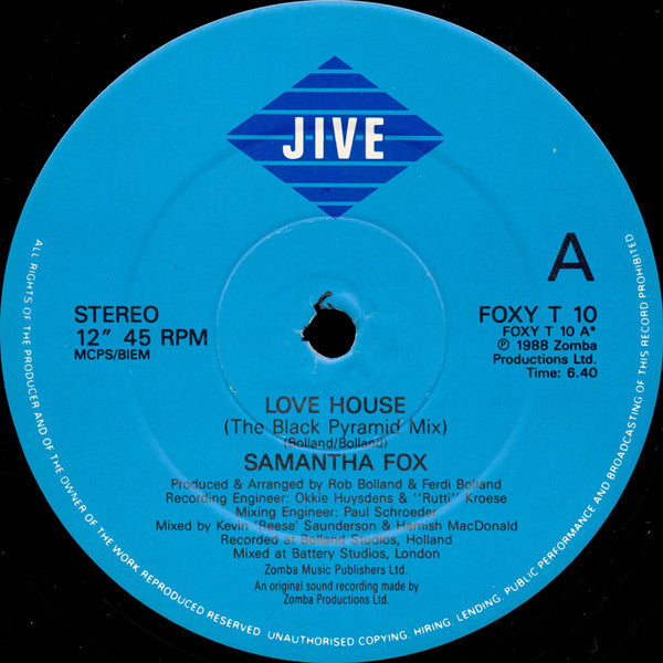Samantha Fox : Love House (12", Single)