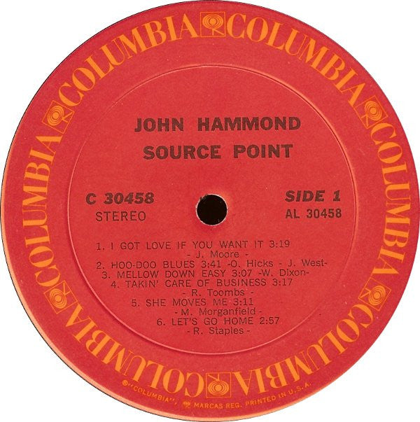John Paul Hammond : Source Point (LP, Album, Ter)