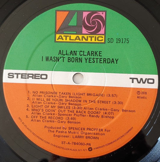 Allan Clarke : I Wasn't Born Yesterday (LP, Album)