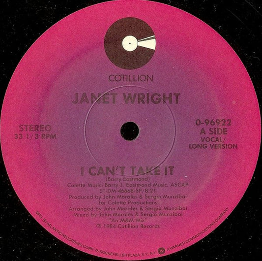 Janet Wright : I Can't Take It (12")