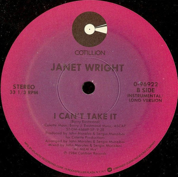 Janet Wright : I Can't Take It (12")