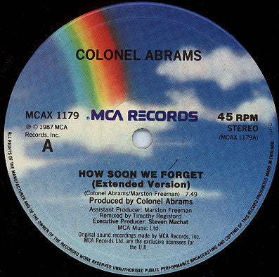 Colonel Abrams : How Soon We Forget /  Megamix (12", Single, P/Mixed)
