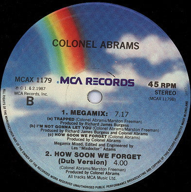 Colonel Abrams : How Soon We Forget /  Megamix (12", Single, P/Mixed)