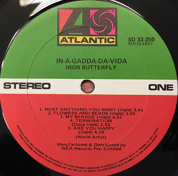 Iron Butterfly : In-A-Gadda-Da-Vida (LP, Album, RE)