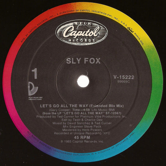 Sly Fox : Let's Go All The Way (Remix) (12", All)