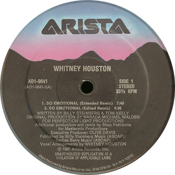Whitney Houston : So Emotional (12", Single)