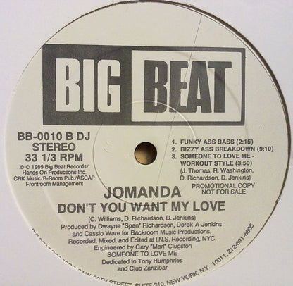 Jomanda : Don't You Want My Love (12", Promo)