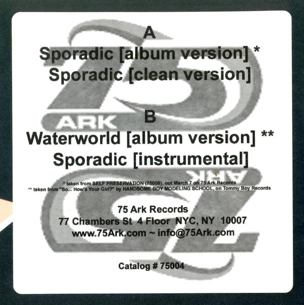 Encore /  Handsome Boy Modeling School : Sporadic / Waterworld (12")