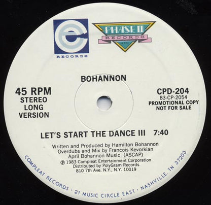 Hamilton Bohannon : Let's Start The Dance III (12", Promo)