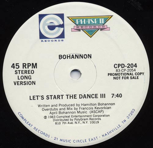 Hamilton Bohannon : Let's Start The Dance III (12", Promo)