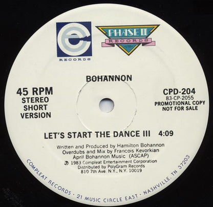 Hamilton Bohannon : Let's Start The Dance III (12", Promo)