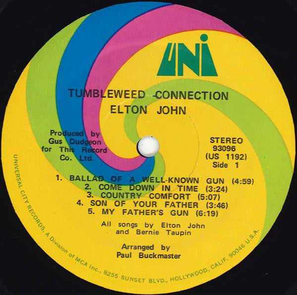 Elton John : Tumbleweed Connection (LP, Album, RP, Gat)