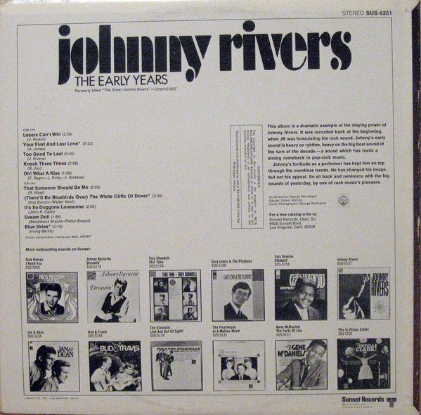 Johnny Rivers : The Early Years (LP, Album, RE)