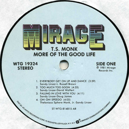 T.S. Monk : More Of The Good Life (LP, Album, AR)