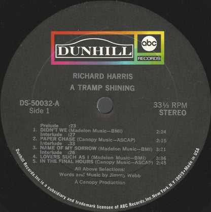 Richard Harris : A Tramp Shining (LP, Album, RP, Uni)