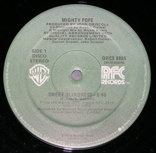 Mighty Pope : Sweet Blindness / Because The Night (12")