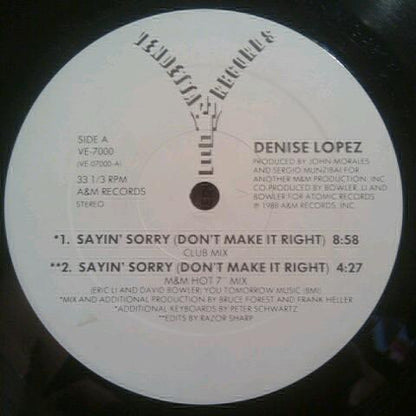 Denise Lopez : Sayin' Sorry (Don't Make It Right) (12")