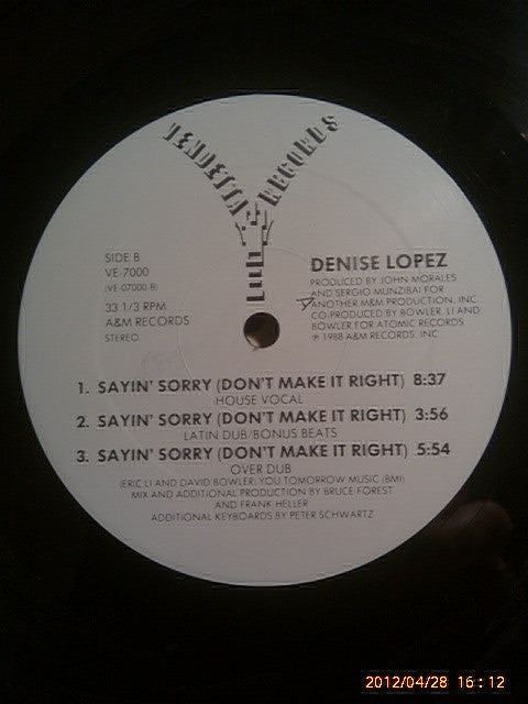 Denise Lopez : Sayin' Sorry (Don't Make It Right) (12")
