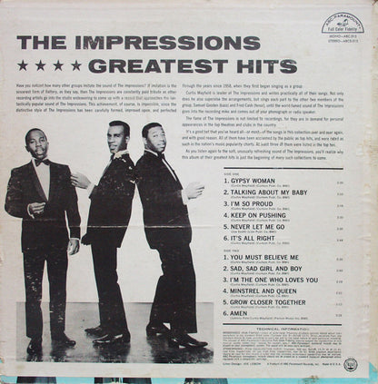 The Impressions : Greatest Hits (LP, Comp, RE)