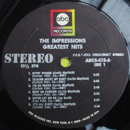 The Impressions : Greatest Hits (LP, Comp, RE)