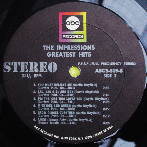 The Impressions : Greatest Hits (LP, Comp, RE)