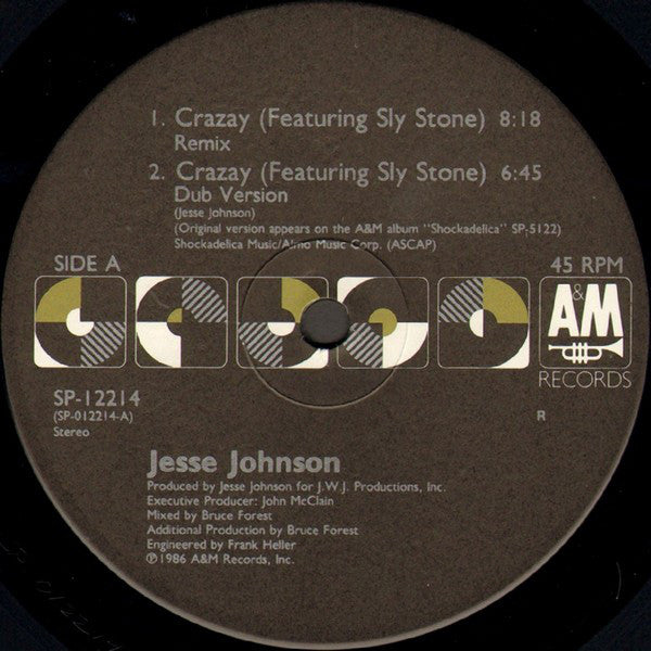 Jesse Johnson Featuring Sly Stone : Crazay (Remix) (12", Single)
