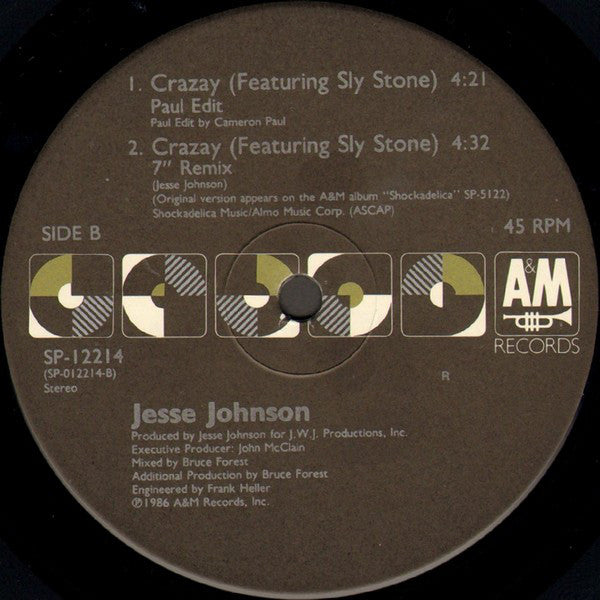 Jesse Johnson Featuring Sly Stone : Crazay (Remix) (12", Single)