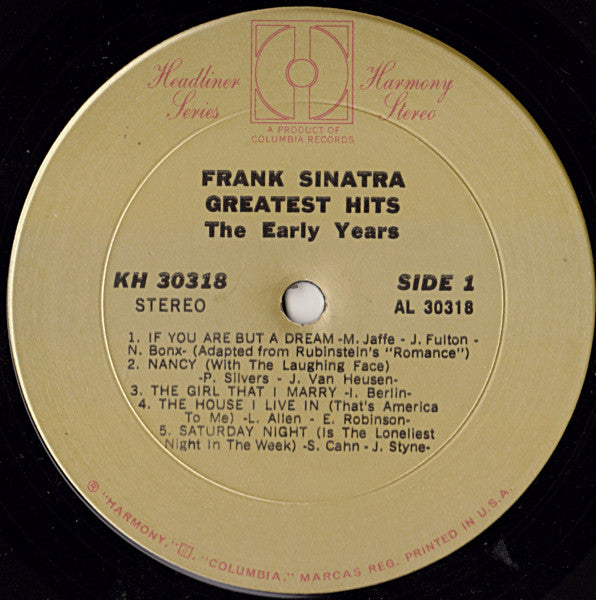 Frank Sinatra : Greatest Hits (The Early Years) (LP, Comp)