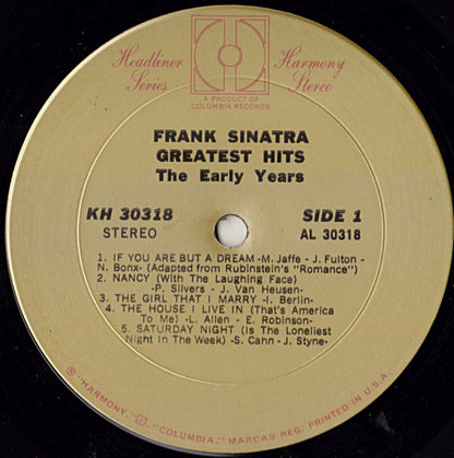 Frank Sinatra : Greatest Hits (The Early Years) (LP, Comp)