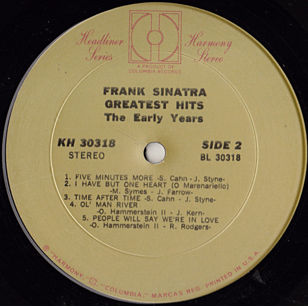 Frank Sinatra : Greatest Hits (The Early Years) (LP, Comp)