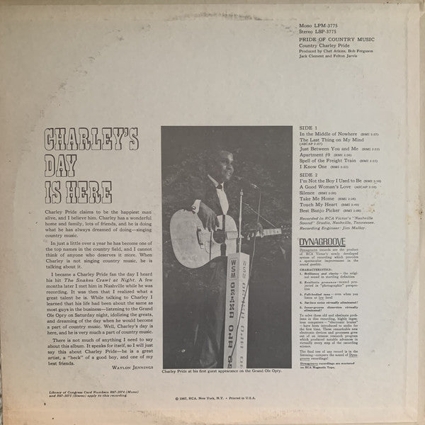 Charley Pride : Pride Of Country Music (LP, Album)