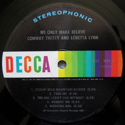 Conway Twitty & Loretta Lynn : We Only Make Believe (LP, Album, Pin)
