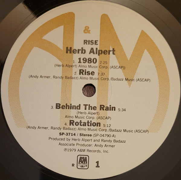 Herb Alpert : Rise (LP, Album, RE, Ind)