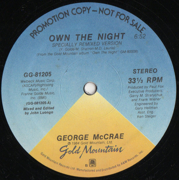 George McCrae : Own The Night (12", Promo)