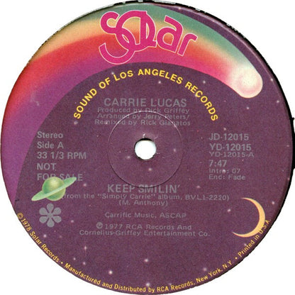 Carrie Lucas : Keep Smilin'  (12", Promo)