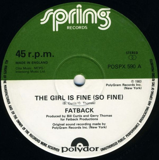 The Fatback Band : The Girl Is Fine (So Fine) (12")