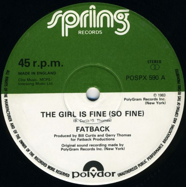 The Fatback Band : The Girl Is Fine (So Fine) (12")