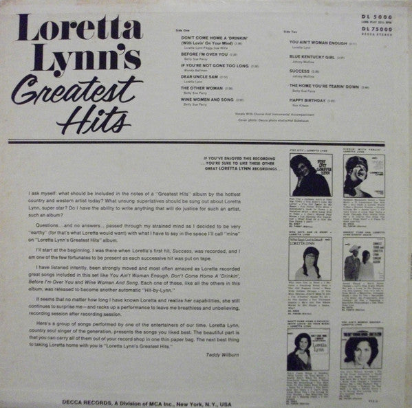 Loretta Lynn : Loretta Lynn's Greatest Hits (LP, Comp, Pic)