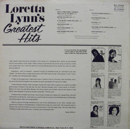 Loretta Lynn : Loretta Lynn's Greatest Hits (LP, Comp, Pic)