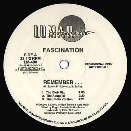 Fascination : Remember... (12", Promo)