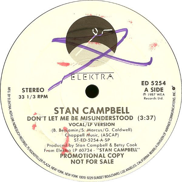 Stan Campbell : Don't Let Me Be Misunderstood (12", Promo)